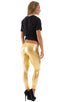 womens low cut designer leggings rock star fashion tights in Liquid Gold; Womens Super Low Rise Leggings in Liquid Gold, Rear View; Womens Super Low Rise Leggin