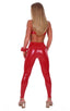 womens designer leggings fashion tights in Stretch Gloss Red Vinyl; Womens Leggings - Fashion Tights in Stretch Gloss Red Vinyl, Rear View; Womens Leggings - Fa