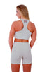 Womens Sport Top in Heather Grey Cotton-Spandex 10oz, Front View; Womens Sport Top in Heather Grey Cotton-Spandex 10oz, Rear View; Special Order Notice; Womens 