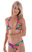 Womens Shaped Triangle Swimsuit Comfort Ties Top in Hawaiian Tropical, Front View; Womens Shaped Triangle Swimsuit Comfort Ties Top in Hawaiian Tropical, Rear V