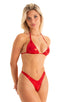 Womens High Cut Thong Swimsuit in Mystique Volcano Red 1; Womens High Cut Thong Swimsuit in Mystique Volcano Red 2; Womens High Cut Thong Swimsuit in Mystique V