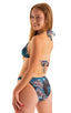 Womens Moderate High Cut Bikini Bottom in Tan Through Aqua Leopard 1; Womens Moderate High Cut Bikini Bottom in Tan Through Aqua Leopard 2; Womens Moderate High