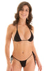 Brazilian Triangle Swim Top in Super ThinSKINZ Black, Front View; Brazilian Triangle Swim Top in Semi Sheer Super ThinSkinz Black 2; Brazilian Triangle Swim Top
