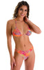 womens tan through swimwear moderate coverage high cut swimsuit bikini in Orange Jungle; Moderate High Cut Bottom in Tan Through Orange Jungle, Rear View; Moder