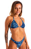 womens swimwear moderate coverage high cut swimsuit bikini in Blue Leopard; Moderate High Cut Bottom in Blue Leopard 2; Moderate High Cut Bottom in Blue Leopard