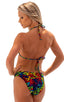 womens tan through swimwear moderate coverage high cut swimsuit bikini in Technicolor; Moderate High Cut Bottom in Tan Through Techinicolor, Rear View; Moderate