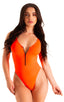 Womens One Piece Zipper Front Swimsuit in Blazing Orange 1; Womens One Piece Zipper Front Swimsuit in Blazing Orange 2; Womens One Piece Zipper Front Swimsuit i