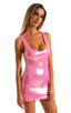 Micro Mini Club Party Dress in Ice Karma Electric Blue 1; Micro Mini Club Party Dress in Mystique Barbie Pink 1.5; Micro Mini Club Party Dress in Ice Karma Elec
