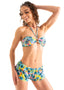 womens sexy swimsuit split short beach cover up shorts micro bikini in Tan Through Lilly floral; SusieQ Split Short Beach Cover-Up in Tan Through Floral Lilly Print
