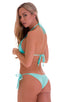 womens sexy side tie cheeky scrunchie bikini swimsuit skinz brazilian swimwear in aquamarine; Side Tie Scrunch Bottom in Aquamarine, Rear View; Side Tie Scrunch