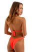 High Cut - Half Back - Scrunchie Swimsuit Bottom in Blazing Orange, Front View; High Cut - Half Back - Scrunchie Swimsuit Bottom in Blazing Orange, Rear View; H