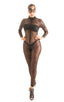 This is a very sexy womens bodysuit catsuit with long sleeves mandarin collar front zipper sheer see-through spiderweb mesh great for Halloween costume 
