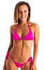 womens sexy side tie cheeky scrunchie bikini swimsuit skinz brazilian swimwear in barbie hot pink; Side Tie Scrunch Bottom in Fuchsia 2; Side Tie Scrunch Bottom