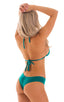 womens cheeky swim bottom boy shorts sexy booty hot pants swimwear in deep jade; Cheeky Booty Shorts in Deep Jade, Rear View; Cheeky Booty Shorts in Deep Jade, 