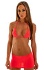 Micro Mini Skirt in Semi Sheer ThinSKINZ Neon Coral, Front View; Micro Mini Skirt in Semi Sheer ThinSKINZ Neon Coral, Rear View; Special Order Notice; Micro Min