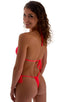 womens sexy tanga swimsuit adjustable thong or bikini swimwear in sheer neon coral; Cozumel Fully Adjustable Brazilian Tanga in Semi Sheer ThinSKINZ Neon Coral,