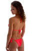 womens sexy tanga swimsuit adjustable thong or bikini swimwear in sheer neon coral; Cozumel Fully Adjustable Brazilian Tanga in Semi Sheer ThinSKINZ Neon Coral,