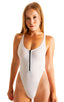Womens Zipper One Piece Swimsuit in White Peep Show 1; Womens Zipper One Piece Swimsuit in White Peep Show 2; Womens Zipper One Piece Swimsuit in White Peep Sho
