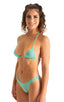 Brazilian Triangle Swim Top in ThinSKINZ Mint 1; Womens Low Cut Swimsuit Thong Bottom in ThinSKINZ Mint 2; Womens Low Cut Swimsuit Thong Bottom in ThinSKINZ Min