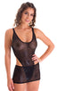 Micro Mini Skirt in Semi Sheer Black Spiderweb on mesh 3; Micro Mini Skirt in Semi Sheer Black Spiderweb on mesh, Front View; Micro Mini Skirt in Semi Sheer Bla