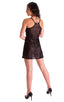womens sleeveless flare dress sexy swimsuit beach tiki bar cover up in sheer black spider web lace; Cover Up Mini Dress in Semi Sheer Black Spiderweb Mesh, Rear