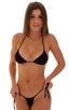 Brazilian Triangle Swim Top in Super ThinSKINZ Black, Front View; Brazilian Triangle Swim Top in Semi Sheer Super ThinSkinz Black 2; Brazilian Triangle Swim Top