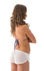 womens sexy swimsuit split short beach cover up shorts micro bikini in sheer white mesh; Womens SusieQ Split Short Beach Cover-Up in White Peep Show, Rear View;