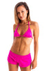 womens sexy swimsuit split short beach cover up shorts micro bikini in neon pink; Womens SusieQ Split Short Beach Cover-Up in Fuchisia 2; Womens SusieQ Split Sh