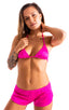 womens sexy swimsuit split short beach cover up shorts micro bikini in neon pink; Womens SusieQ Split Short Beach Cover-Up in Fuchisia 2; Womens SusieQ Split Sh