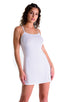 womens sleeveless flare dress sexy swimsuit beach tiki bar cover up in sheer white; Cover Up Mini Dress in Super ThinSKINZ White, Rear View; Cover Up Mini Dress