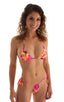womens sexy tanga swimsuit adjustable thong or bikini swimwear in tahitian sunset pink yellow; Cozumel Fully Adjustable Brazilian Tanga in Tahitian Sunset, Rear