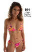 womens sexy tanga swimsuit adjustable thong or bikini swimwear in tahitian sunset pink yellow; Cozumel Fully Adjustable Brazilian Tanga in Tahitian Sunset, Rear