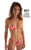 womens sexy tanga swimsuit adjustable thong or bikini swimwear in tahitian sunset pink yellow; Cozumel Fully Adjustable Brazilian Tanga in Tahitian Sunset, Rear