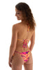 womens sexy tanga swimsuit adjustable thong or bikini swimwear in tahitian sunset pink yellow; Cozumel Fully Adjustable Brazilian Tanga in Tahitian Sunset, Rear