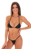 womens micro g string sexy swimsuit bikini tiny thong swimwear in black with gold ring; G String Bikini in Super ThinSKINZ Black, Rear View; G String Bikini in 