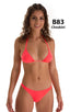 Malibu Cheekini in ThinSKINZ Neon Coral 4; Cheeky Pucker Bottom in ThinSKINZ Neon Coral, Rear View; Cheeky Pucker Bottom in ThinSKINZ Neon Coral, Front Alternat