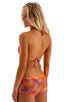 womens boy cut swim shorts swimwear watersports bottom in Tan Through Orange Jungle; Boy Cut Swim Shorts in Tan Through Orange Jungle, Rear View; Boy Cut Swim S