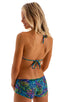 womens boy cut swim shorts swimwear watersports bottom in Tan Through Neon Ferns; Boy Cut Swim Shorts in Tan Through Neon Ferns, Rear View; Boy Cut Swim Shorts 