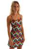 womens sleeveless flare dress sexy swimsuit beach tiki bar cover up in classic tie dye; Cover Up Mini Dress in Classic Tie Dye, Rear View; Special Order Notice;