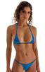 Maximum Tanning Triangle Top in Ice Karma Electric Blue, Front View; Maximum Tanning Triangle Top in Ice Karma Electric Blue, Rear View; Maximum Tanning Triangl